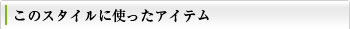 このスタイルに使ったアイテム